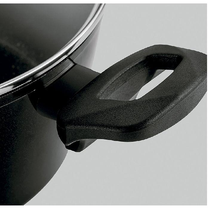 Casserole Induction 24cm Aluminium Forgé, Antiadhésif sans PFOA, Couvercle Verre FAGOR Vivant Noir 01564