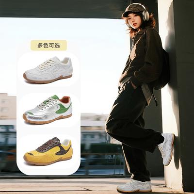 Новые кожаные осенние плоские кроссовки женские повседневные универсальные туфли детские ретро