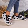 New Winter Cartoon Cow Warm Plush Slippers Women Indoor Non-Slip House Fur Slides Woman Wrap Toe Soft Flat Home Cotton Shoes