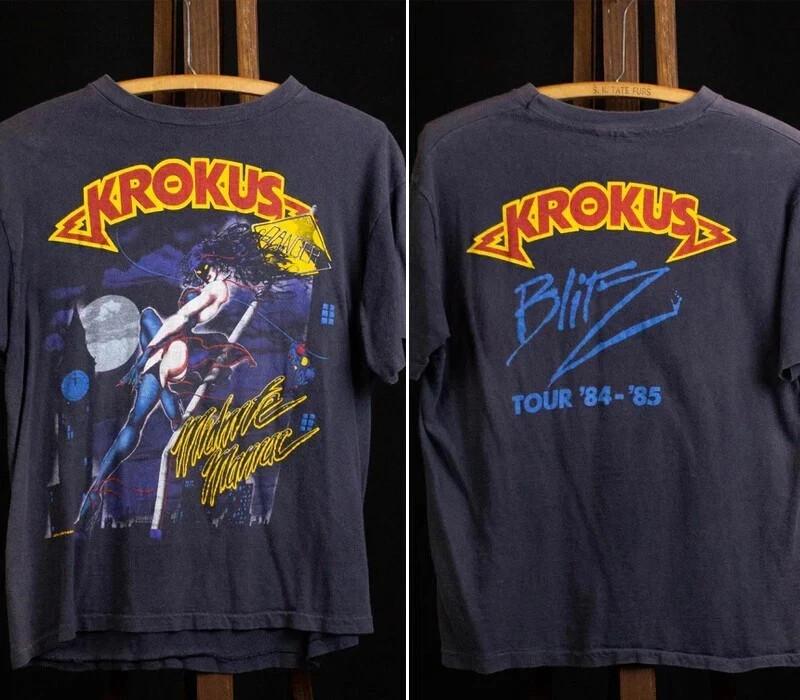 Krokus BAND 1984 Blitz Tour Футболка РАЗМЕР S-4XL KN1164 Унисекс Футболка