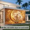 2D "Eid Adha" Golden Glitter Crescent Moon Photography Background