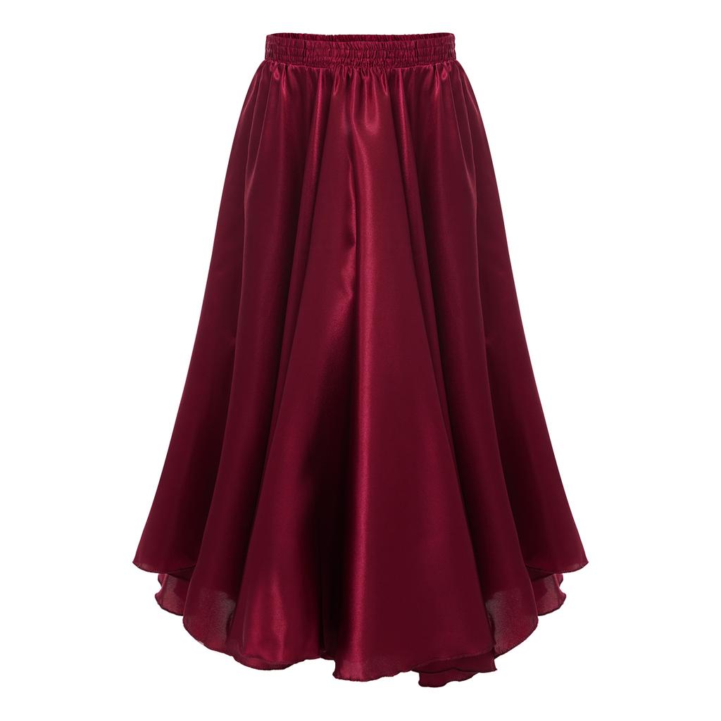 Kids Girls Stylish Dance Clothing Elastic Waistband Large Swing Loose Half-length Skirt