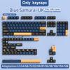 Red Blue Samurai Custom PBT Keycaps Brazilian Korean Japanese Spanish French ISO 7U Cherry Profile for Mechanical Keyboard DIY