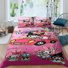 3D Printed Kuromi Cartoon Three-piece Bedding Set, Duvet Cover Set, Includes Pillowcases, No Filling.