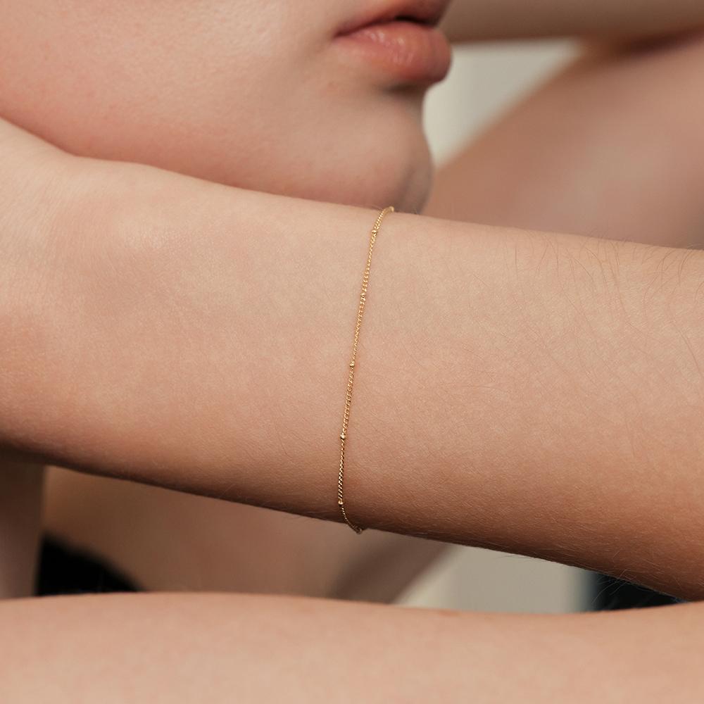 Lunne 14K Mini Bead 0.3 Curve Chain Bracelet (14K Gold) #Lfb11
