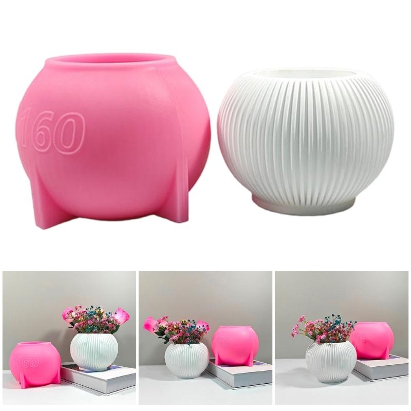 Silicone Stripe Vase Mould for Creative Crafters and Jewelry Enthusiasts Flower Pot Home Decoration Accessory Mould