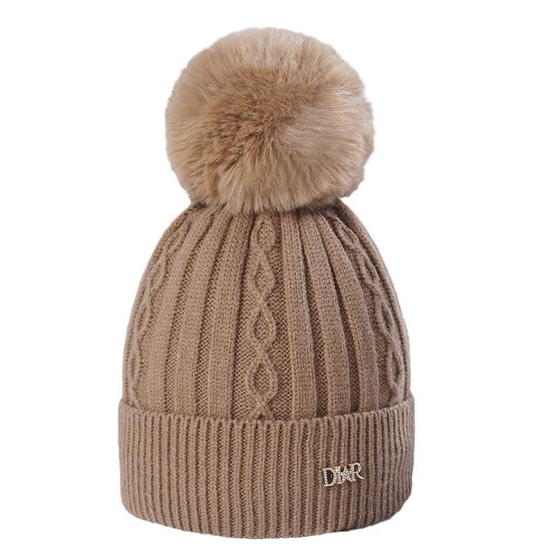 Women's Warm Knitted Hat Korean Style Versatile Plus Velvet Thickened Windproof Ear Protection Wool Hat