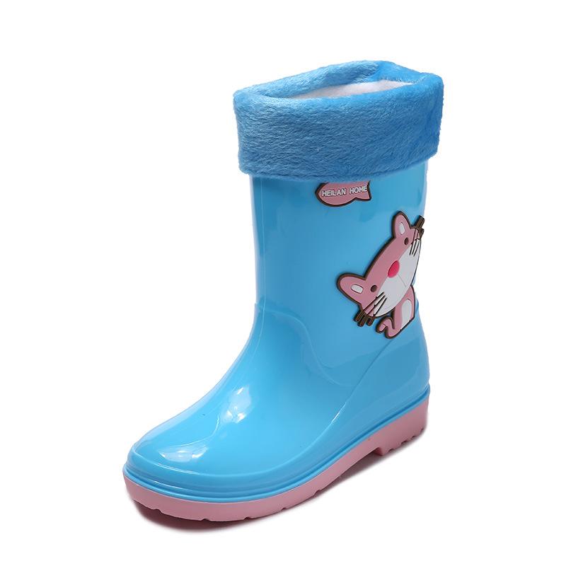 Детские резиновые сапоги на флисовой подкладке, водонепроницаемые