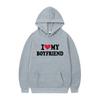 Mens Gothic Streetwear Hooded Sweatshirt With I LOVE MY BOYFRIEND Print Long Sleeve Loose Fit