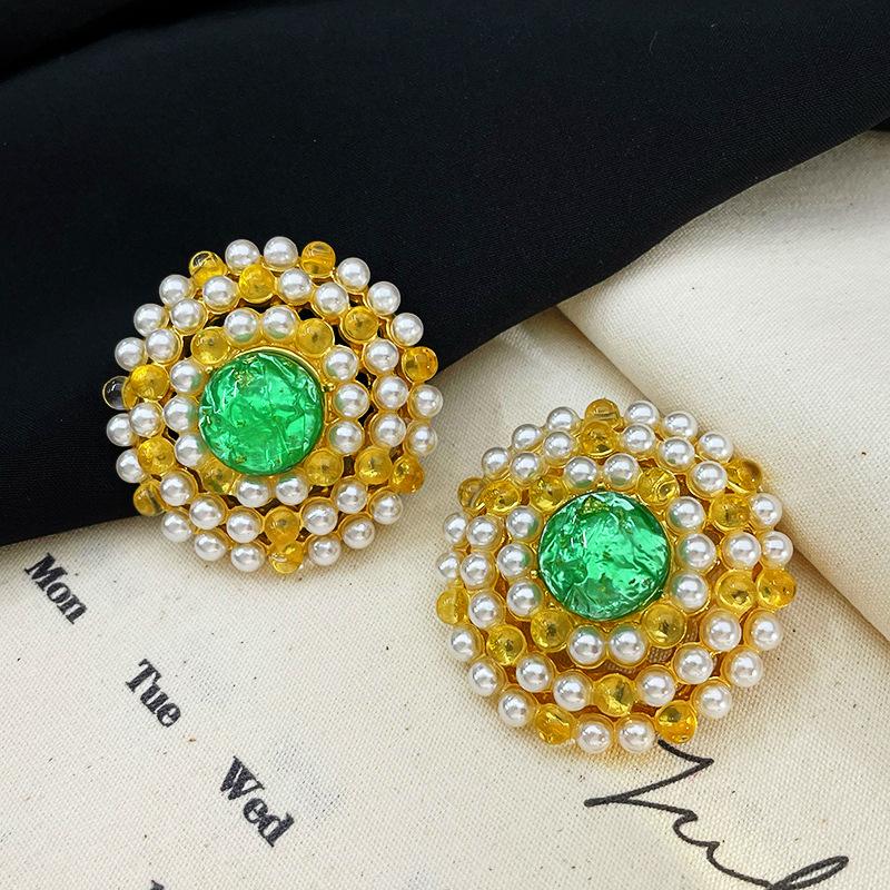 Классические серьги среднего размера для женщин и девочек с эмалью и цветком, серьги-клипсы, винтажные элегантные женские вечерние аксессуары для банкетов высокого класса, ювелирные изделия