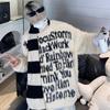 Мужской свободный вязаный свитер-кардиган с буквенным принтом для пары - Модный осенне-зимний американский стиль