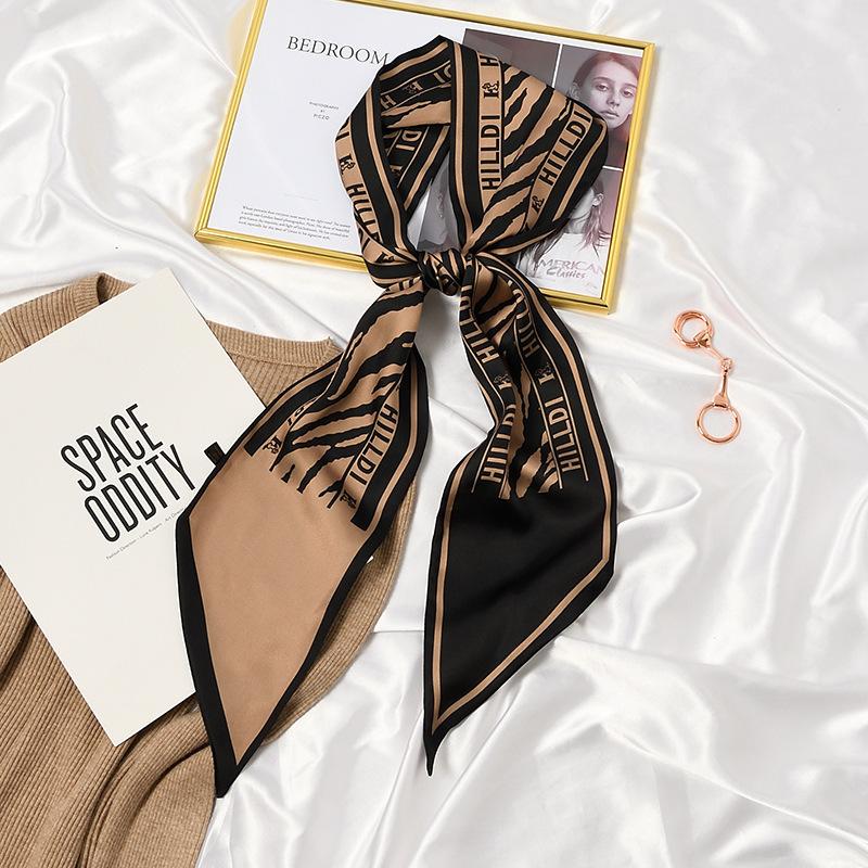 Long Neckerchief Skinny Hair Bands Women Silk Scarfs Fashion Headbands Bag Scarves Print Hairband Neck Scarf For Ladies 14x147cm