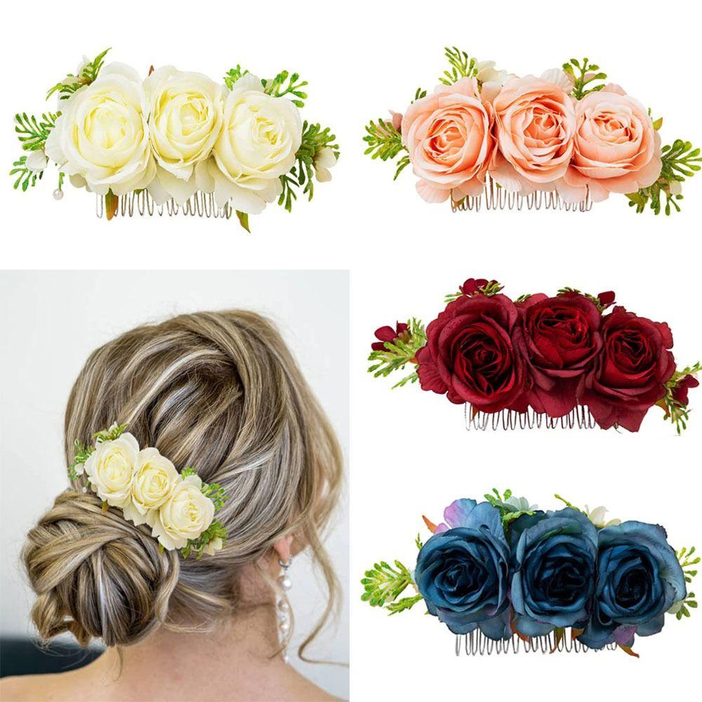 Свадебные аксессуары для волос Цветочный лист Расческа для волос Цветочная расческа для волос Свадебные украшения для волос с кристаллами