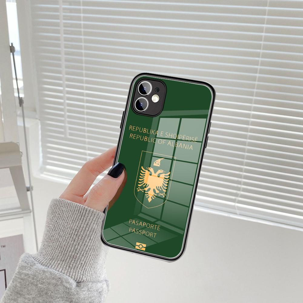 Для IPhone Албания паспорт чехол для телефона из закаленного стекла 15 14 13 11 12 14 Pro XR XS MAX 8 X 7 Plus SE 13 14 Pro мини-чехлы
