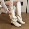 High boots, women's thick heels, two 2026 thin trousers, long boots, new models are piled up but knee boots, autumn retro no