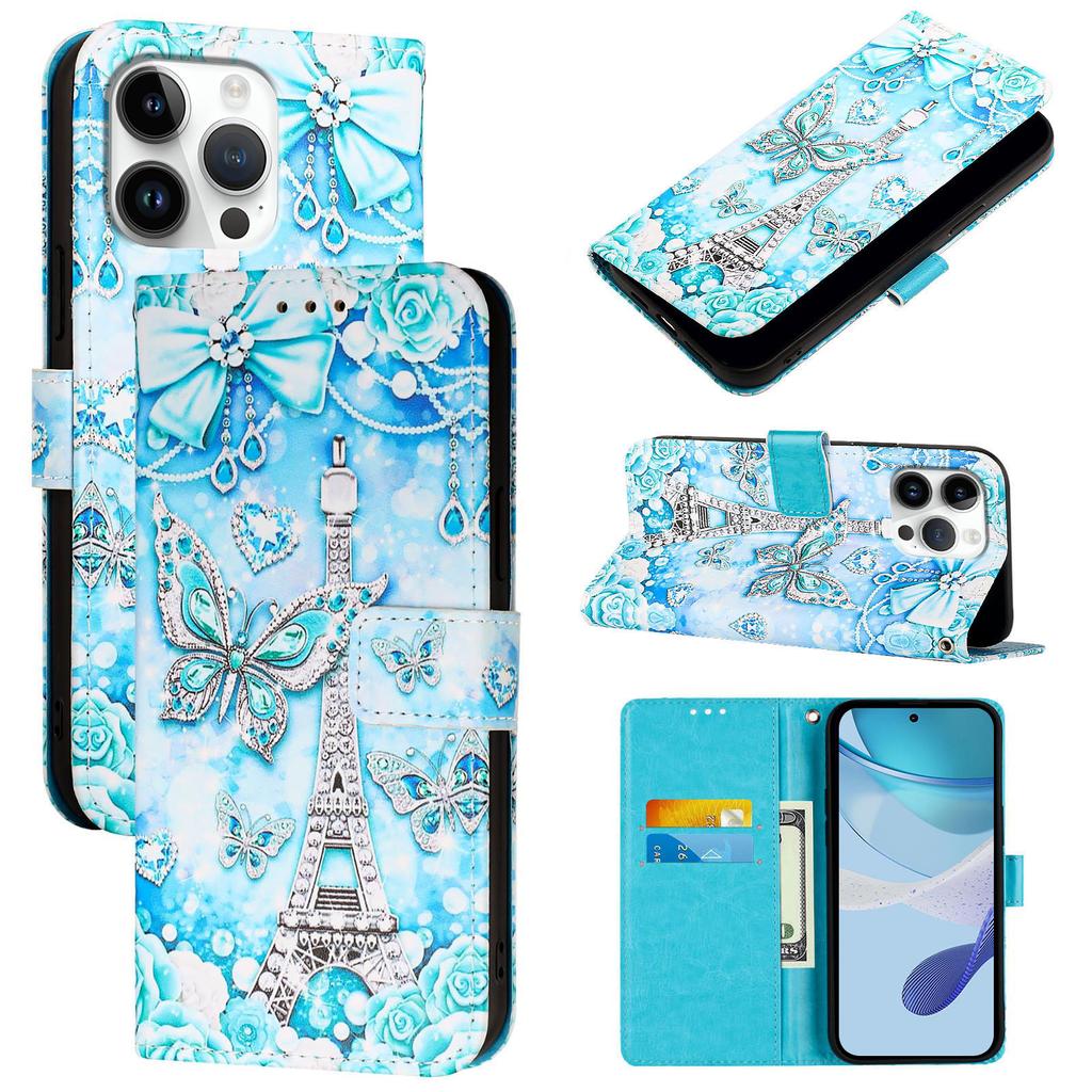 Eiffel Tower Butterfly Dream Pattern PU Leather Magnetic Shockproof Case for iPhone,Samsung,Huawei,Xiaomi,vivo,Oppo,Moto,Tecno,TCL,ZTE,Infinix...More