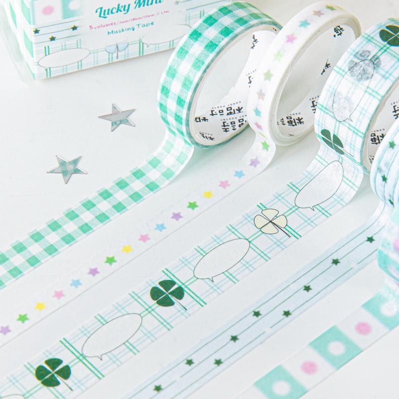 5roll/set Cute Colorful Basis Decoration Tape Planner Handbook DIY Scrapbooking Journal Collage Material Washi Tape