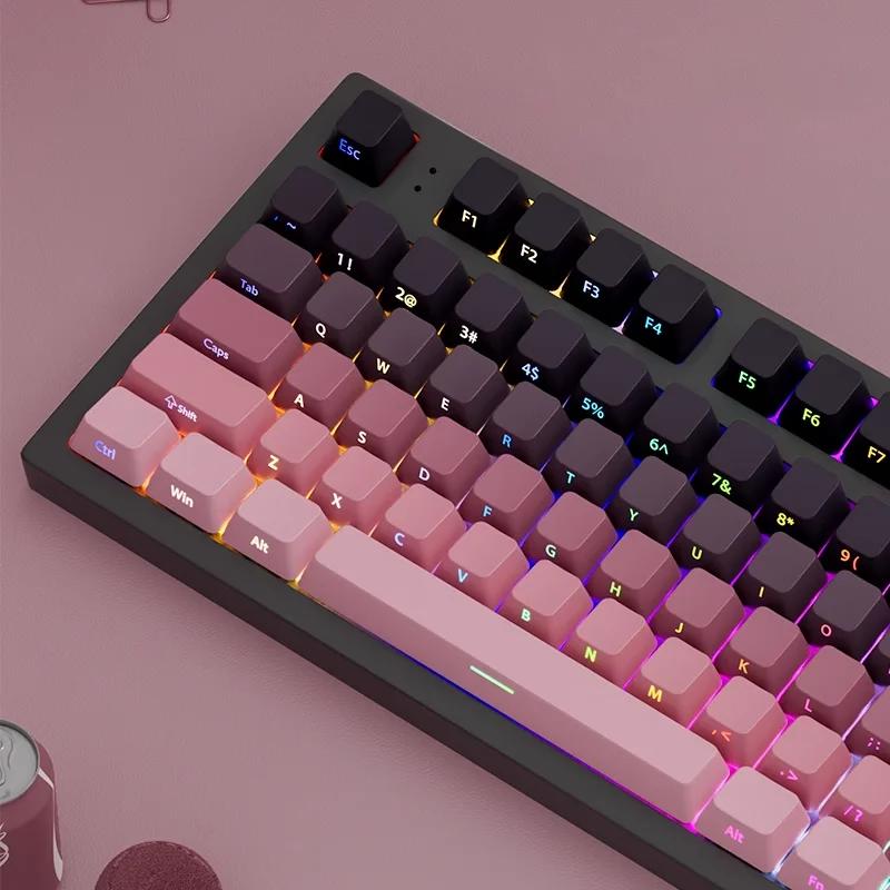 Xiaomi Градиентные Черно-Розовые Боковая гравировка Колпачки для клавиш PBT Double Shot Колпачок для клавиш Для переключателей Cherry MX Игровая Механическая клавиатура RGB Колпачки для клавиш