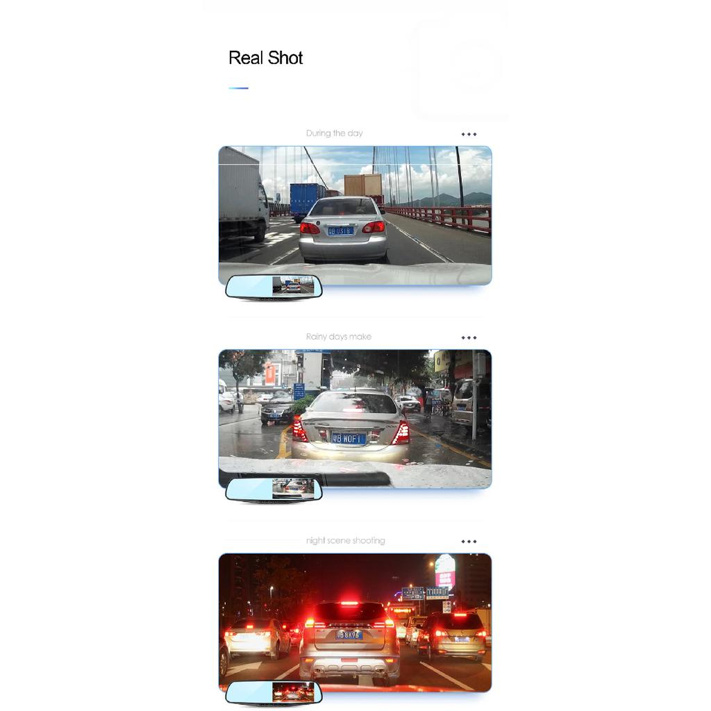 4.3 Inch Driving Recorder Car DVR Rearview Mirror Dual Lens Car Recorder 1080P IPS Front and Rear Camera Registrar Black Box New