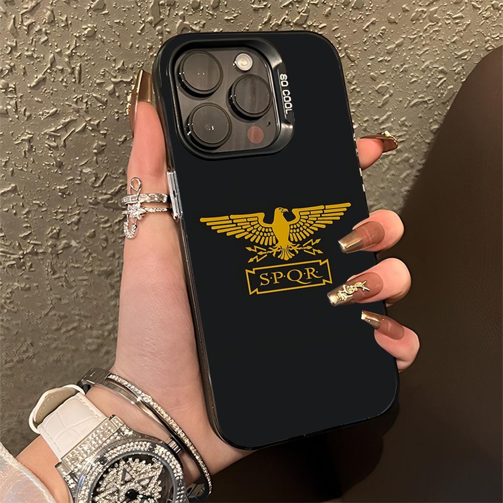 The Roman Empire Emblem SPQR Phone Case For iPhone 16,15,14,13,12,11,Pro,Max,Plus,Mini,XS,SE Anti Fall Black Matte Hard Bumper