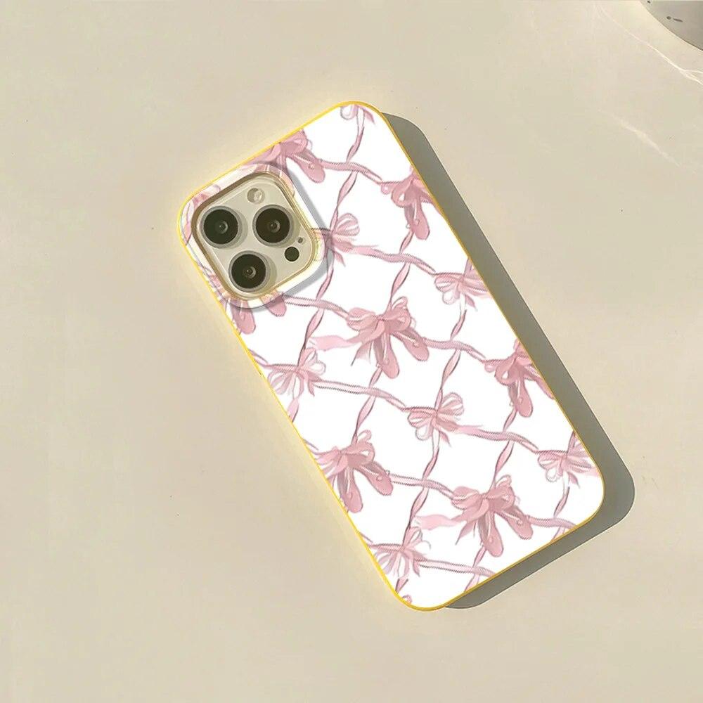 Ins корейский милый чехол для телефона с розовым бантом для iPhone 13 11 12 14 15 Pro Max XR X XS Max 7 8 14 15 Plus SE Sweet противоударный мягкий чехол