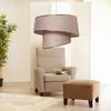 Style Asymmetric Cake Chandelier Dusty Rose Fabric Gold Strip Bedroom Living Room Pendant Lamp