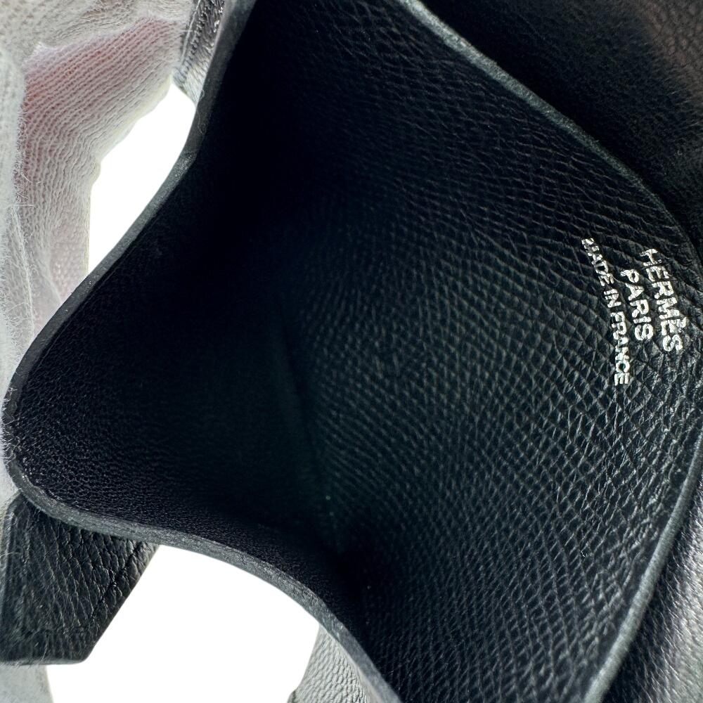 Hermes Кожаный чехол для карт из бобовой кожи черный кожаный унисекс Б/У