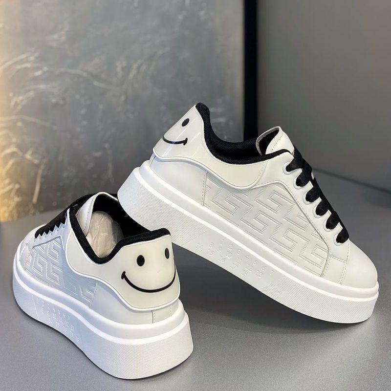 Men's Shoes Summer New Breathable Thick-soled Heightening Board Shoes Fashionable Versatile Sports and Leisure Shoes Men's White Shoes