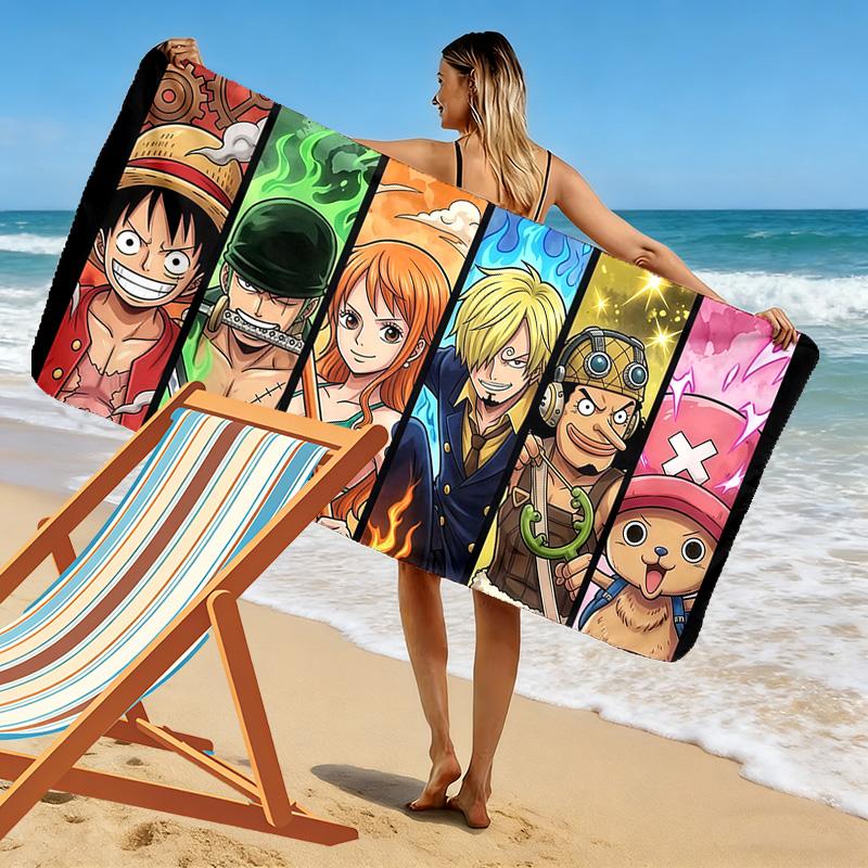 Пляжное полотенце с принтом One Piece, Большое мягкое быстросохнущее полотенце для пляжа, кемпинга, плавания