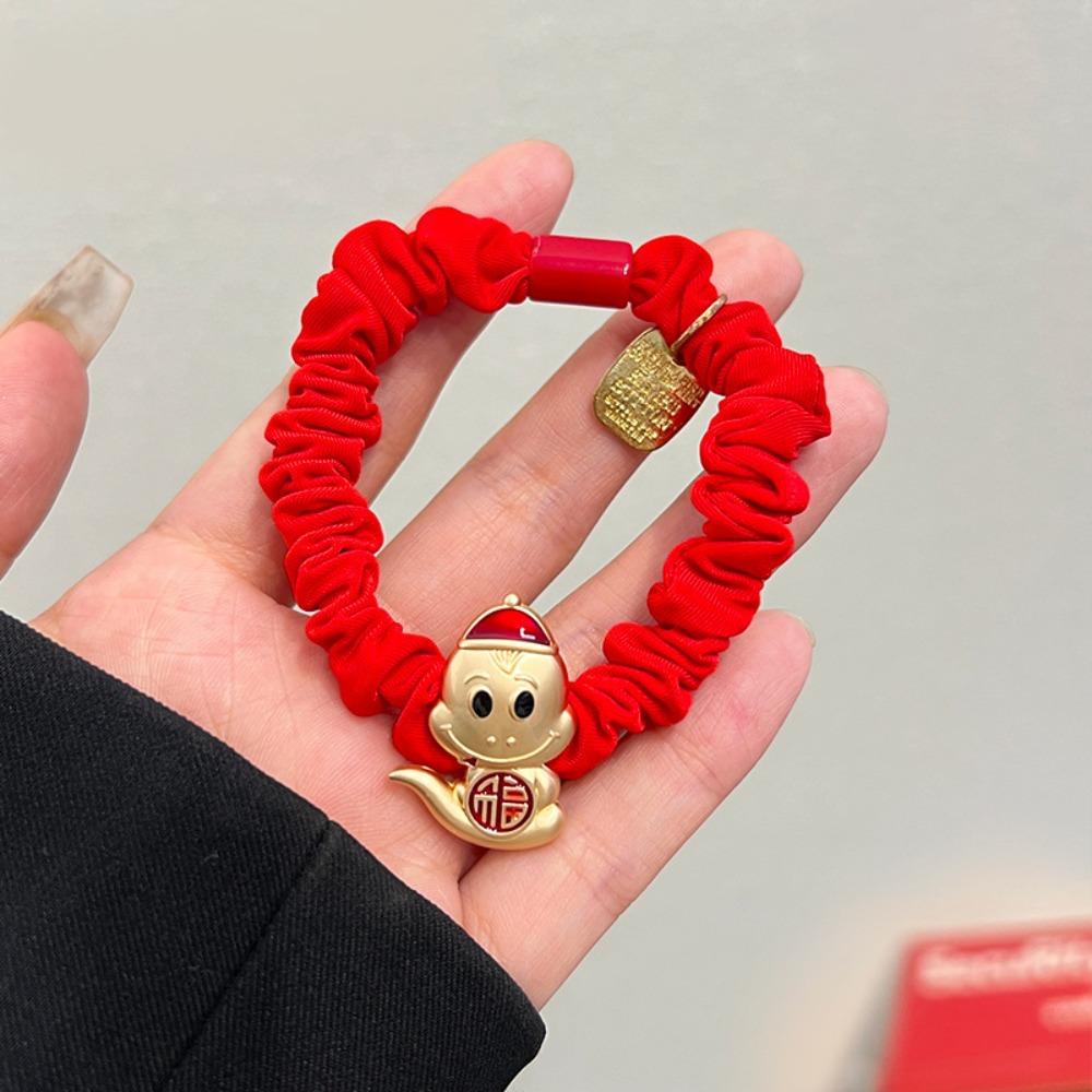 Red New Year Hair Rope Zinc Zinc Alloy Chinese Style Bracelet Fashion Snake Year Hair Ring Girls