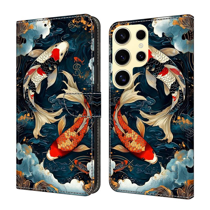 Leather Etui Phone Case for Samsung Galaxy S10E S10 S9 S8 S6 S7 Edge Plus Flip Cover Magnetic Wallet Painted Flower Deer Funda