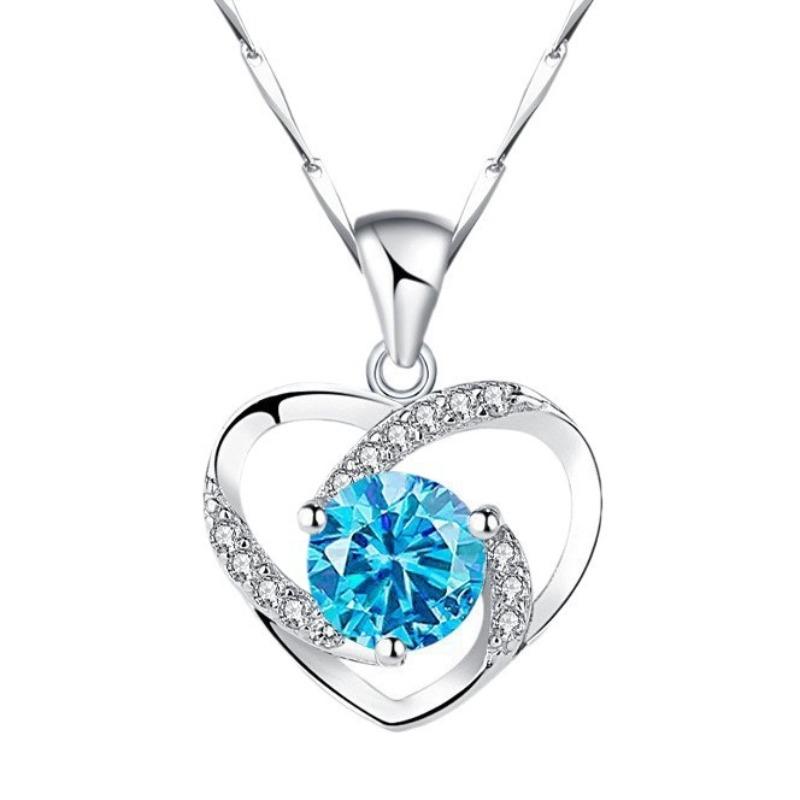 Moissanite Collarbone Chain S925 Sterling Silver Necklace Women's Eternal Heart Pendant Valentine's Day Jewelry Gift