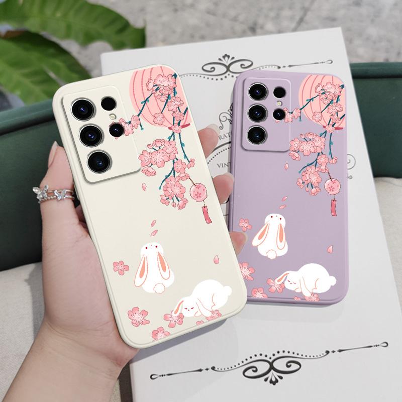 Чехол для телефона «Персиковый кролик» для Samsung Galaxy S25FE S23 S22 S21 S20 Ultra Plus FE S10 S9 S10E Note 20 ultra 10 9 Plus