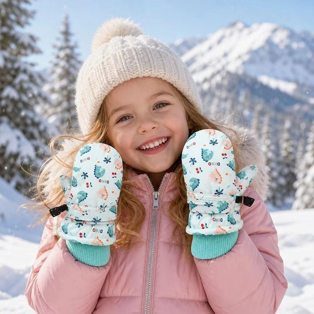 Thickened Children Ski Gloves Waterproof Warm Mittens Stylish Kids Winter Gloves Snowy Adventures