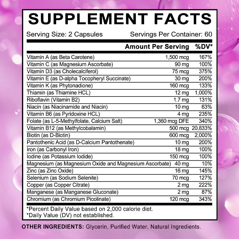 Daily Multivitamin With Iron Capsules 60 Day Supply Micronutrient Blend 120 Count