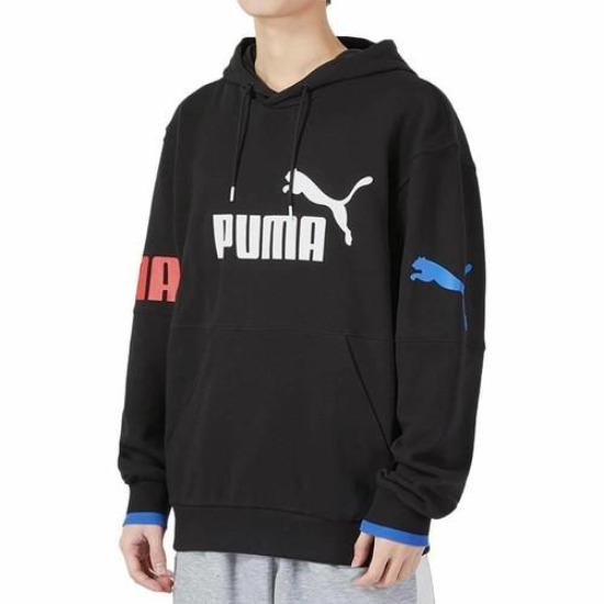 Puma Мужская черная однотонная спортивно-повседневная толстовка с капюшоном и принтом логотипа 676667-56
