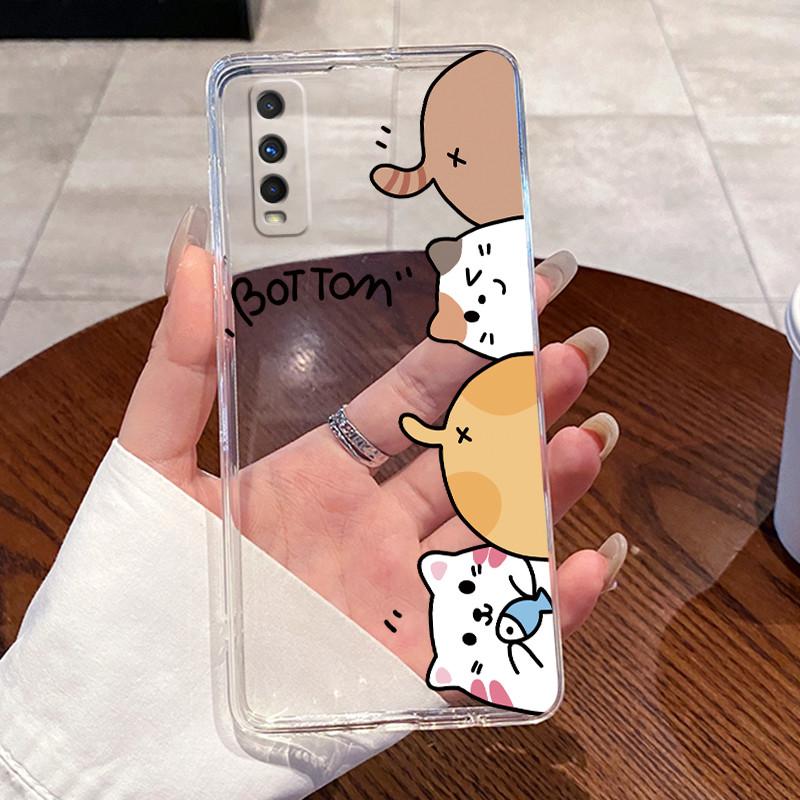 Jelly Casing For VIVO Y70S / IQOO U1 Fundas Capa Clear Silicone Soft TPU Back Cover Cute Cat Rabbit Heart Protective Case Coque