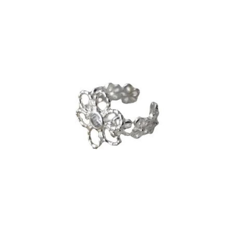 VENTFILLE 925 Sterling Silve Zircon Flower Ring for Women Girl Gift Lace Hollowed Out Flower Adjustable Jewelry Dropshipping