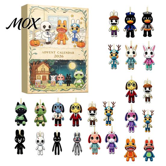 October Celebration Gift Halloween Advent Calendar 2026, 24 Day Surprise Countdown with Horror Game Fan Acrylic Animal Ornaments, Collectible Figures