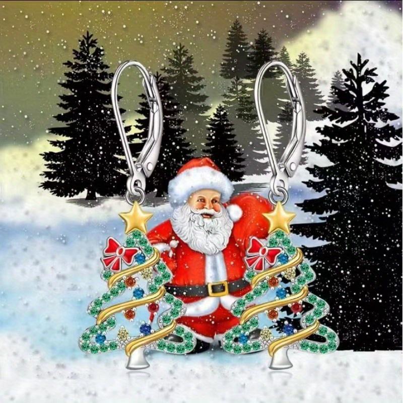 Gorgeous Sparkling Colorful Cubic Zirconia Christmas Tree Drop Earrings for Women Elegant Bowknot Party Romantic Jewelry earrings