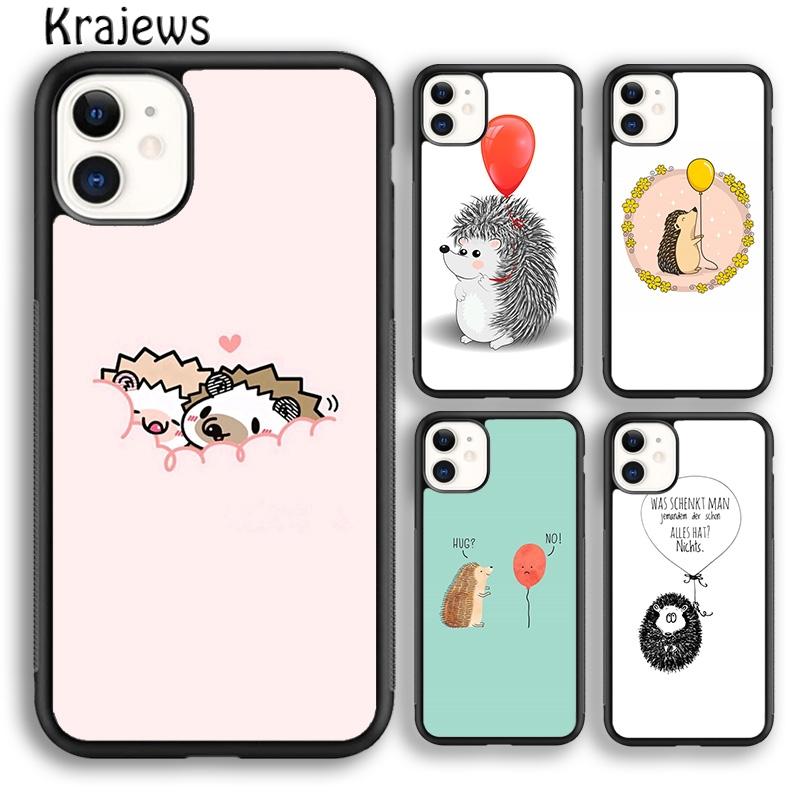 Krajews Hedgehog and Balloon Phone Case Cover For iPhone 17 Air 16 15 14 plus 11 12 13 pro max coque Shell Fundas