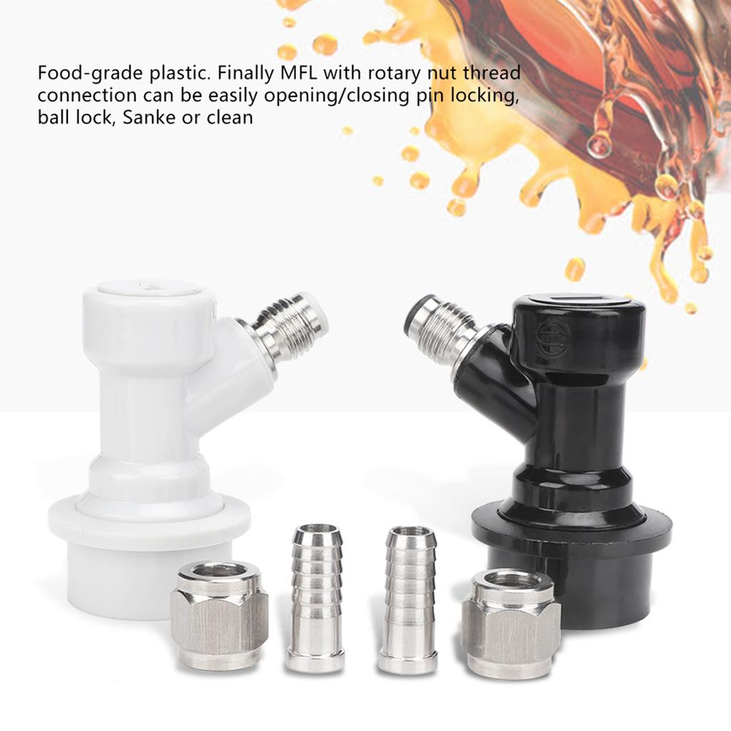 4PCS Threaded Ball Lock Keg Fittings Plastic Connector with Adapter Clamp