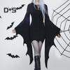 Halloween Dress Long Batwing Sleeve Solid Color Dark Style Irregular Cuff Lace Up Sheath Slim Fit Above Knee Length Halloween Party Cosplay Costume