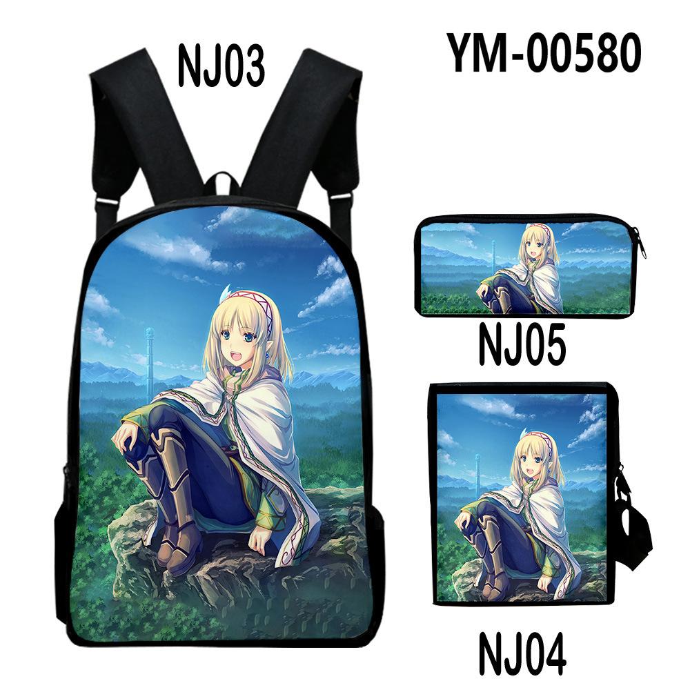 Trendy In the Land of Leadale 3D Print 3pcs/Set pupil School Bags Laptop Daypack Backpack Inclined shoulder bag Pencil Case