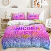 Bed Three-Piece Color Gradual Change Glitter Quilt Cover 3D Digital Printing Kit