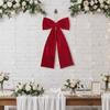Classic Vintage Red Velvet Christmas Bow Drapey Silky Smooth Christmas Tree Bowknot with Lanyard Xmas Flannelette Bow Wedding