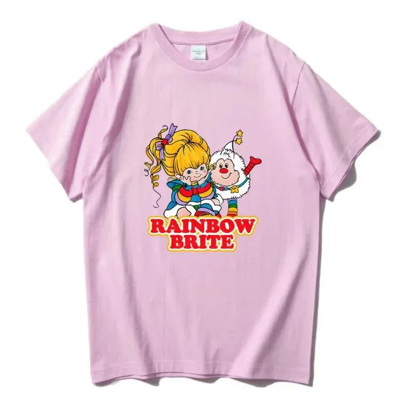 Rainbow Brite Tshirts Cartoon Print Cute Vintage Teeshirt For SpringSummer Pure Cotton Round Neck Unisex Tshirt Camisetas Tops