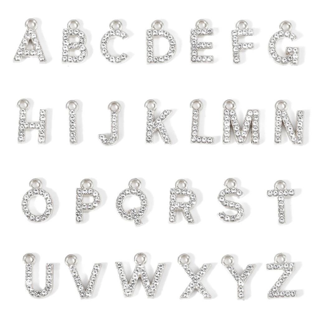 26 шт. настоящих позолоченных стразы буквы шармы золотые алфавит шармы оптом золотой AZ слайд блестящий маленький металлический шарм
