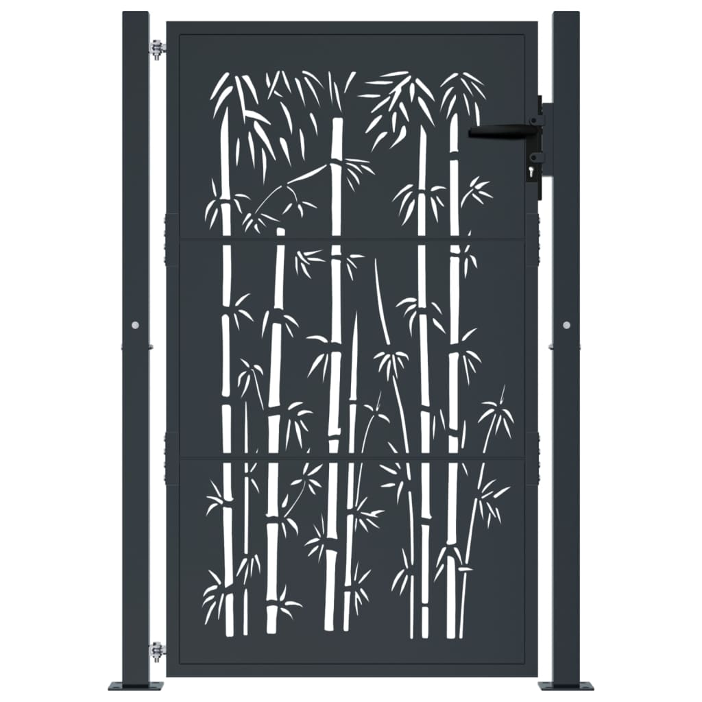 Garden Gate Anthracite 100 x 125 cm Steel Bamboo Design