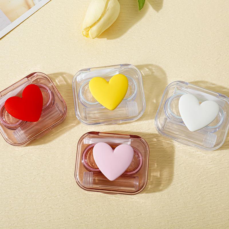 1 шт., чехол для контактных линз в форме сердца, прозрачный цветной контейнер для ухода за глазами, женский чехол для контактных линз для путешествий, мини-футляр для контактных линз